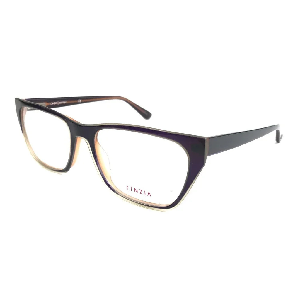 Cinzia Eyeglasses Frames CIN-5047 C3 Shiny Brown Cat Eye Full Rim 53-17-135